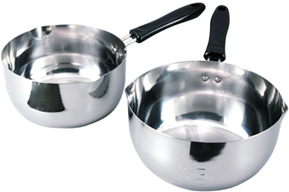 Shimomura Planning 34549 One-Handed Pot, Set of 2, 6.3 inches (16 cm), 7.1 inches (18 cm), Made in Japan, Direct Fire, Induction Compatible, Comes with Spout Markings, Multi-Purpose, Yukihira Pot,