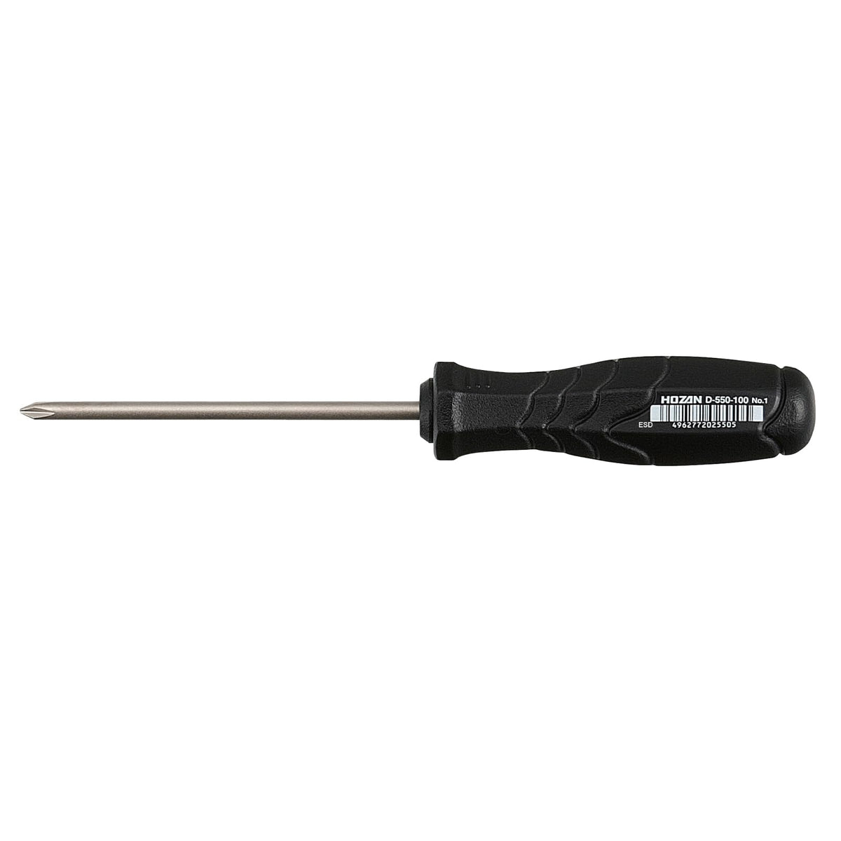 Hozan 1 D-550-100 Phillips Screwdriver, Strong and Lightweight Grip, Fine Axis Specifications, Perfect for Recessed Places Plus No, 1