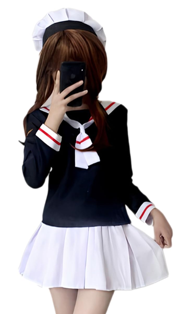 GK-O Japanese Anime Uniform Kinomoto Sakura Cosplay Sailor Suit (Large)
