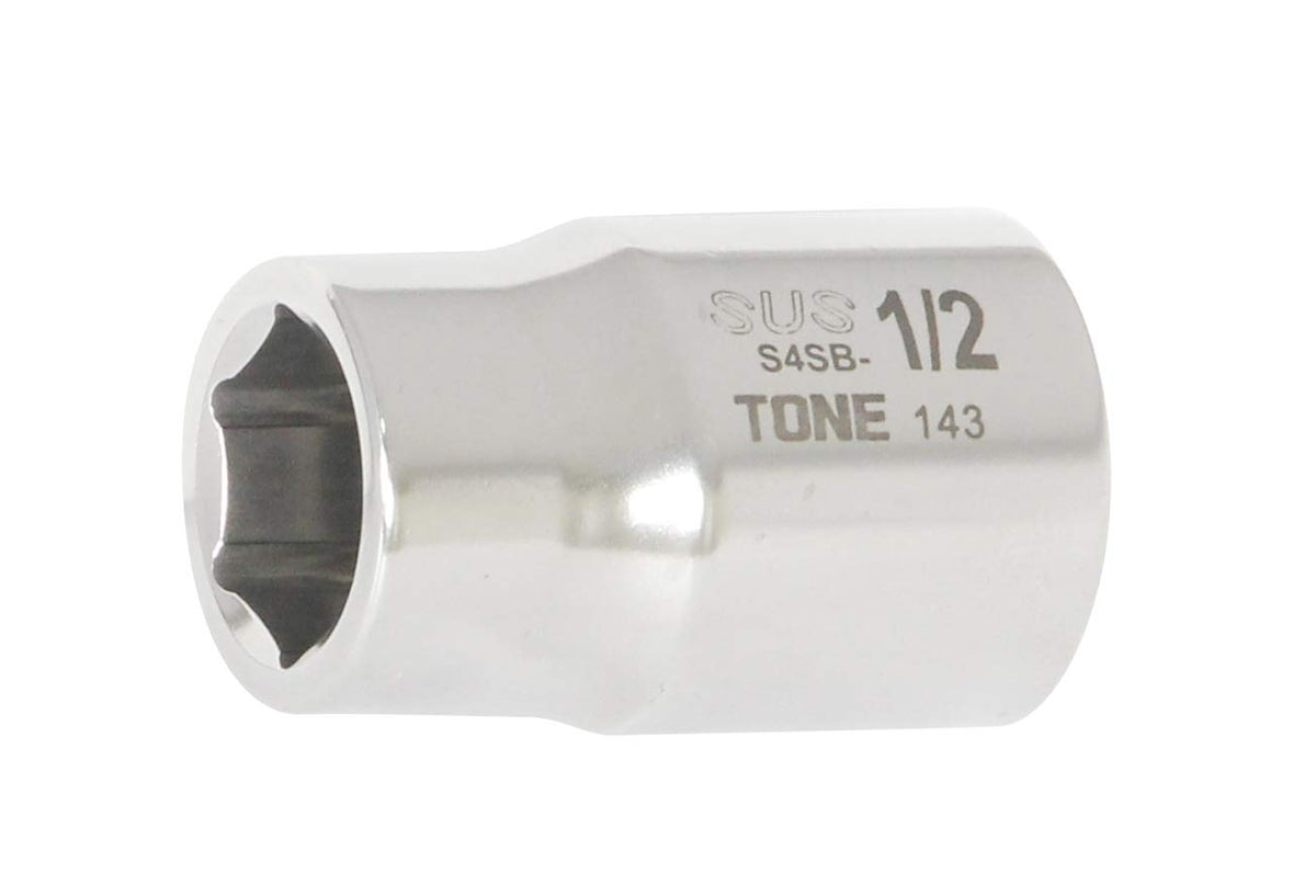 TONE Stainless Steel 1/2" Drive 6 Point SAE Size Socket (S4SB-16)