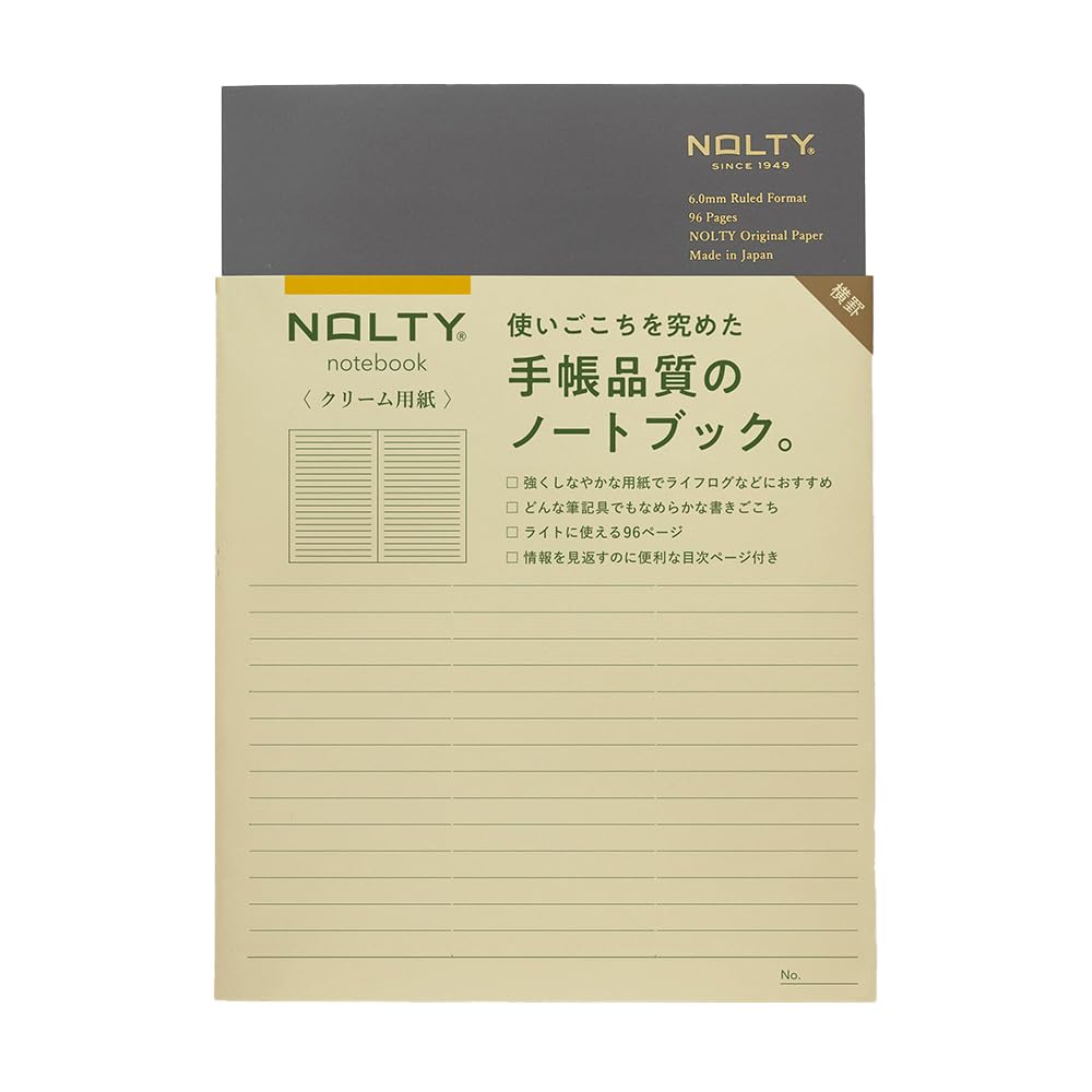 日本能率協会マネジメントセンター Noritsu NCL11 NOLTY Notebook, A5, Horizontal Ruled, Cream Paper, 96P, Gray