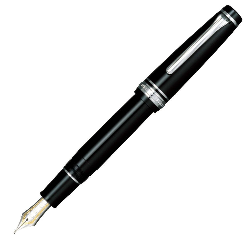 Sailor 11-2037-620 Professional Gear Fountain Pen, Silver, Black, Bold