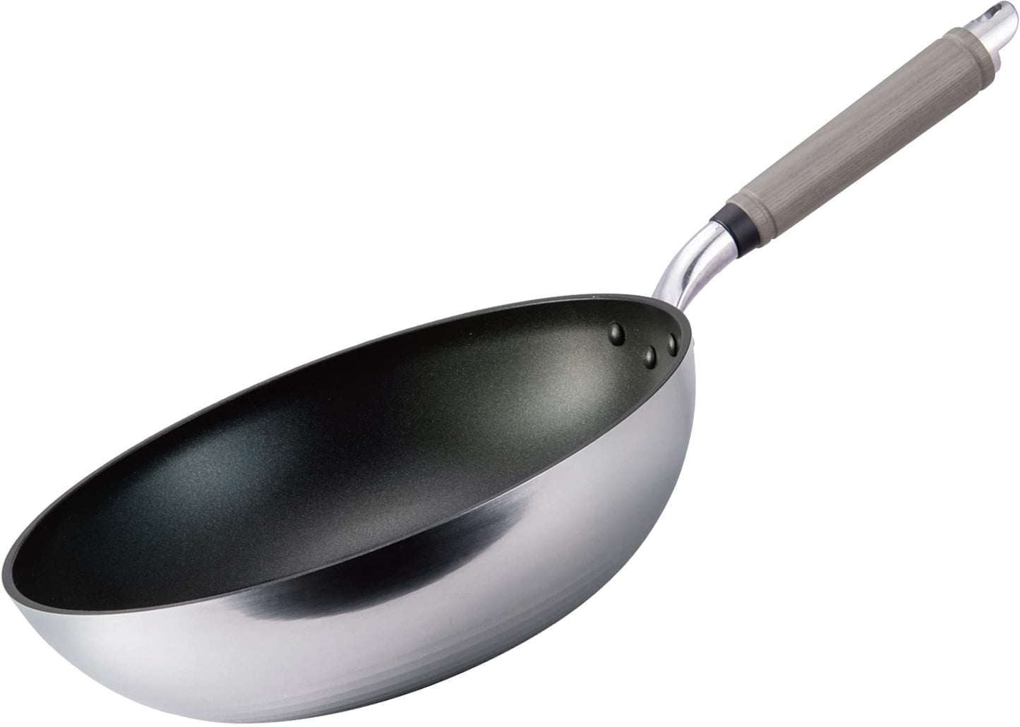 Hokuriku Alumi FAN A-2817 Lightweight Deep Frying Pan, 9.4 inches (24 cm), For Gas Fire, Made in Japan