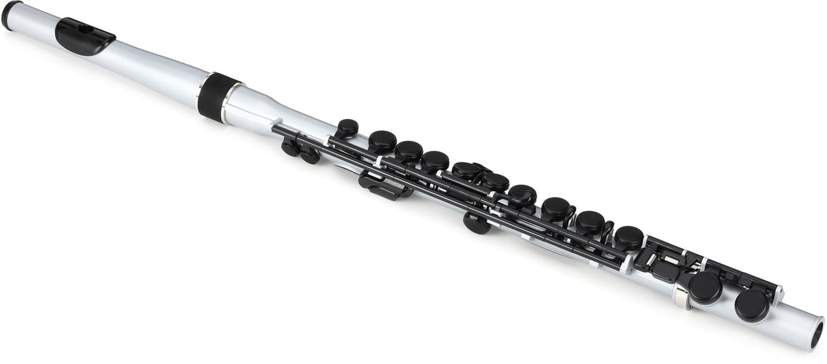 Nuvo Student Flute – Silver/Black, Straight Head Joint, C Foot, Silicone Comfort Pads, Waterproof