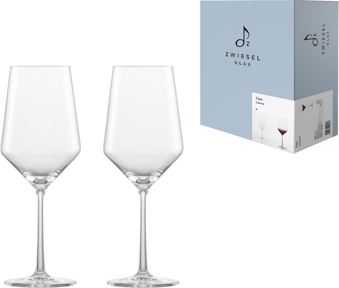 ZWIESEL GLAS m122315 Wine Glass, Unbreakable, Pure for Red Wine (Bordeaux), Cabernet 2 Pieces, Machine Made