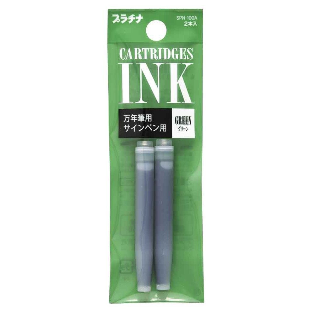 Platinum Preppy Marker & Fountain Pen Refill Cartridge - Green Ink - Set of 2, 4280419