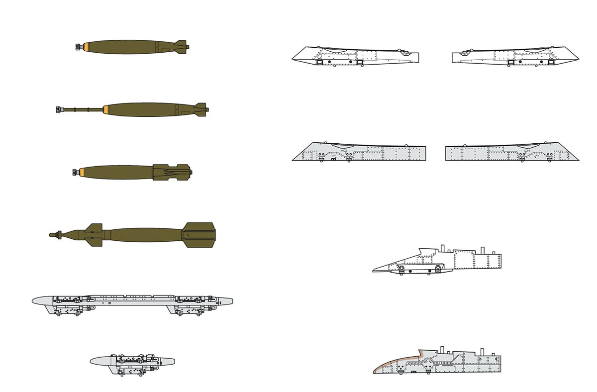 FineMolds 1/72 US Aircraft Bomb Set (60s) - Plastic Model Building Kit # FP45