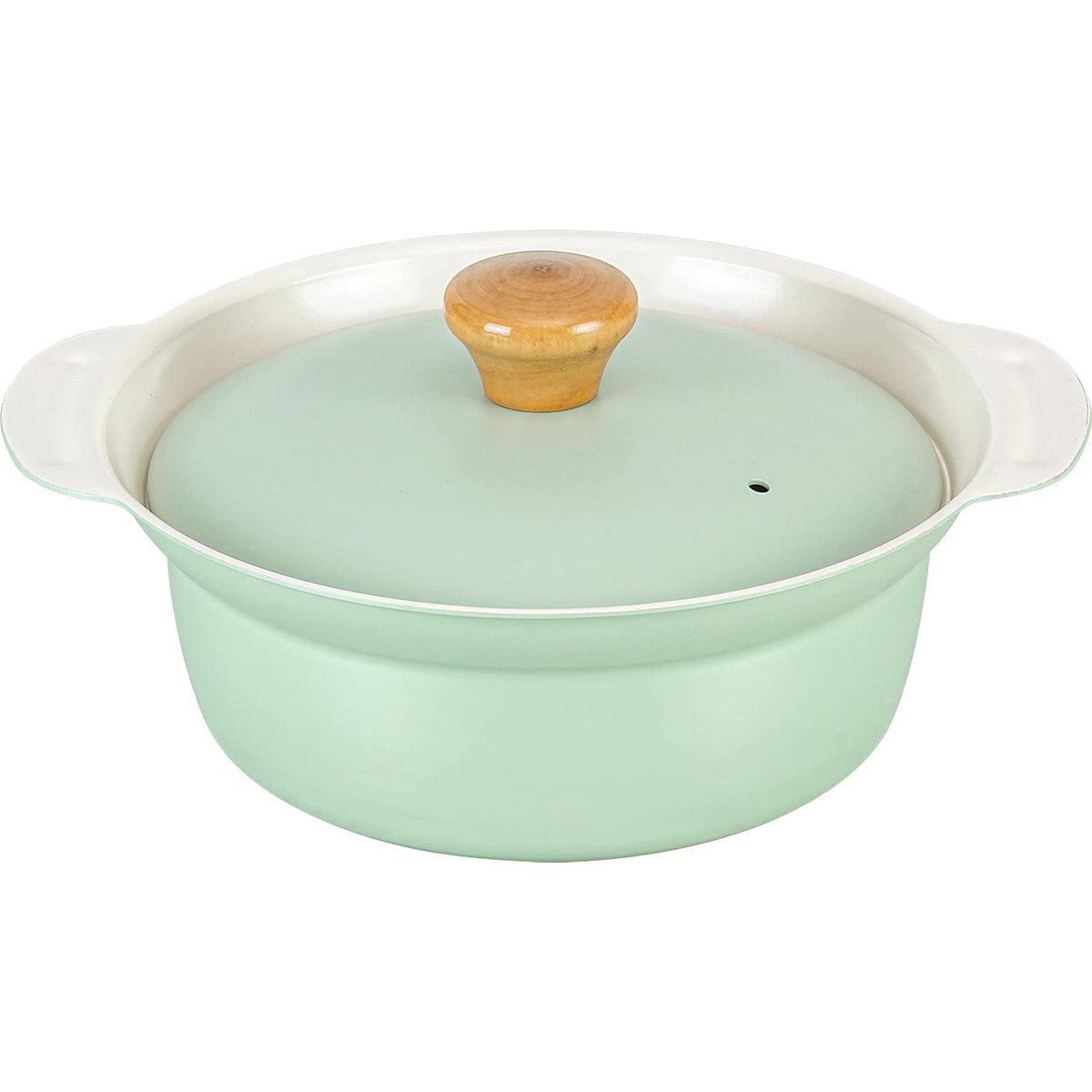 Wahei Freiz RB-2098 Tabletop Pot, 7.1 inches (18 cm), Green, For 1 to 2 People, Lightweight, Small Size, Ceramic Treatment, Induction and Gas Compatible, Petite Pot