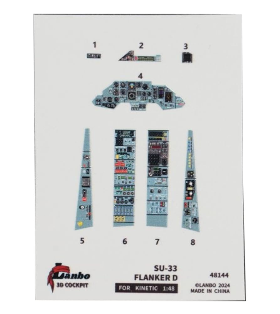 Lambo Models 1/48 Su-33 Interior 3D Decal (Kinetic) Plastic Model Decal LNB48144 (Airplane)