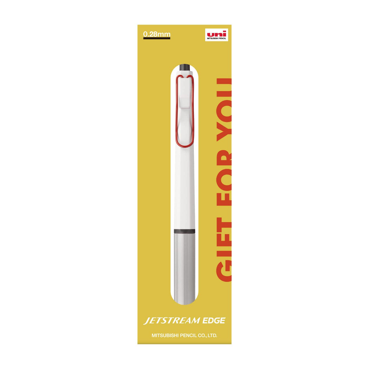 三菱鉛筆 Mitsubishi Pencil Jetstream Edge SXN100328W152 Oil-Based Ballpoint Pen, 0.28, Limited Edition, Gift Packaging, White Red