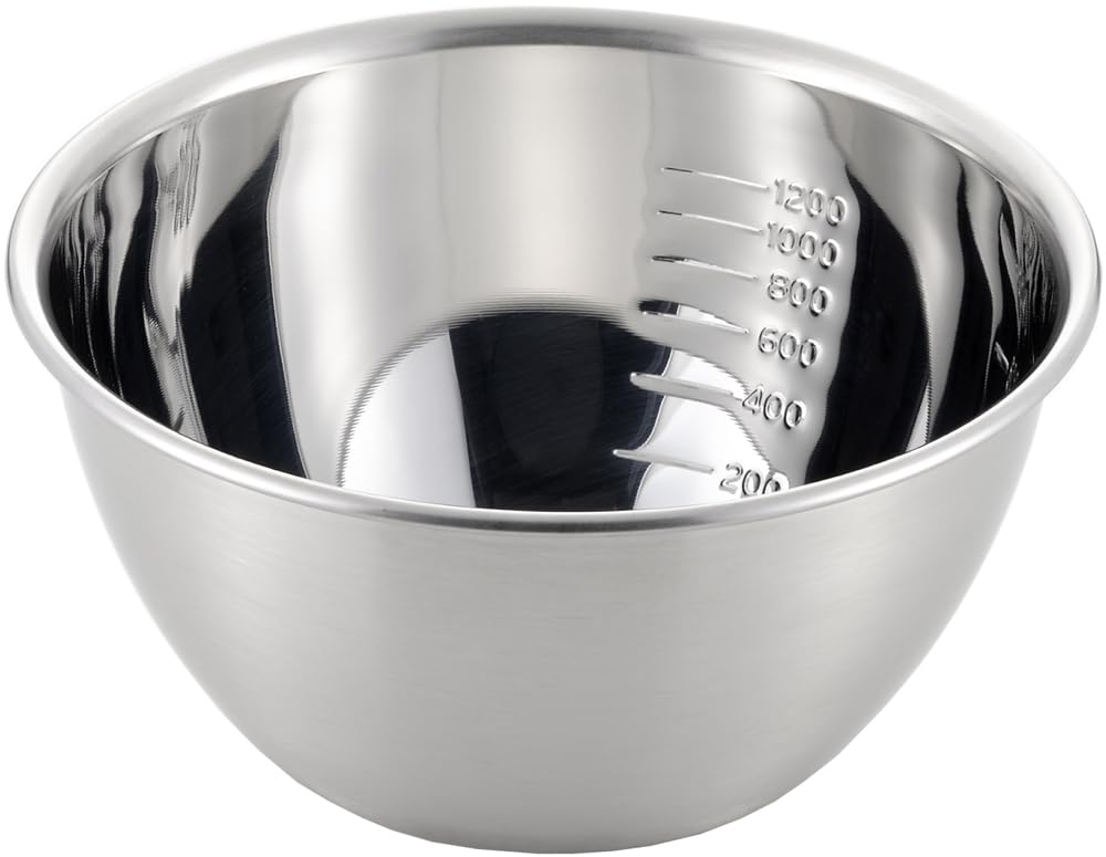 Yoshikawa SJ1393 Bowl, Silver, 7.1 inches (18 cm), Graduated, Fits Just