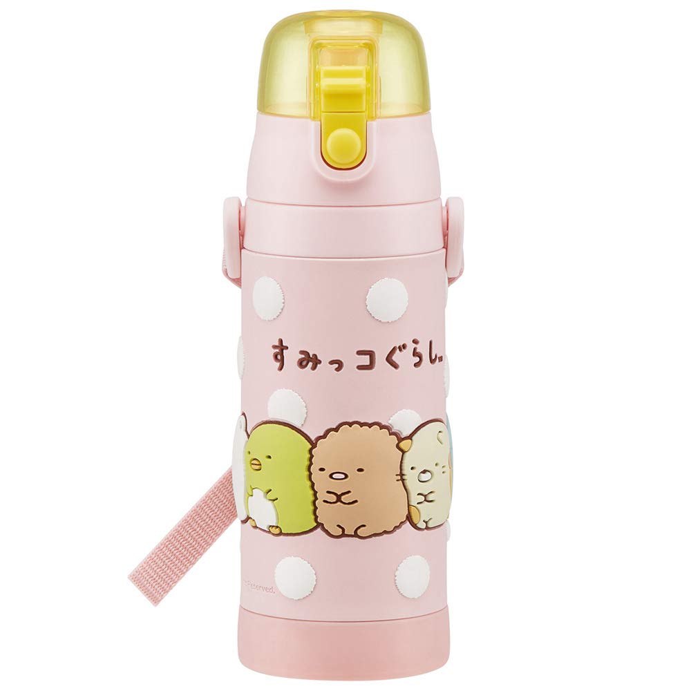 Skater SDPV5-A Children's Stainless Steel Water Bottle, Direct Drinking, 16.2 fl oz (480 ml), Sumikko Gurashi, Lightweight Type, For Girls, Cold Insulation, 3D Printed Water Bottle, Sports Bottle,