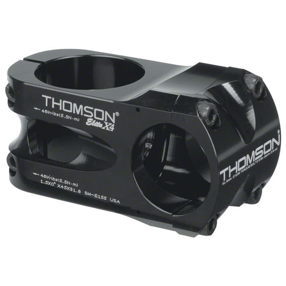 THOMSON X4 31.8 Bicycle Stem (1.5" x 0-Degree x 45mm, Black)