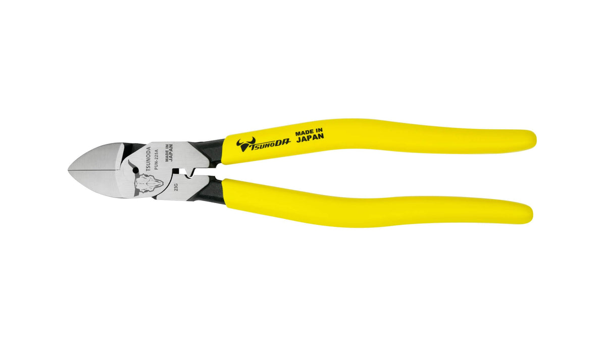 Tsunoda PUN-225A, High-Leverage Sharp Edged Cutting Pliers with Crimping Die 9-inches (225mm)