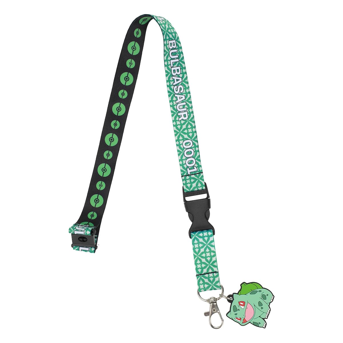 Pokemon Bulbasaur Green Kanto Region Lanyard with Rubber Charm and ID Sleeve