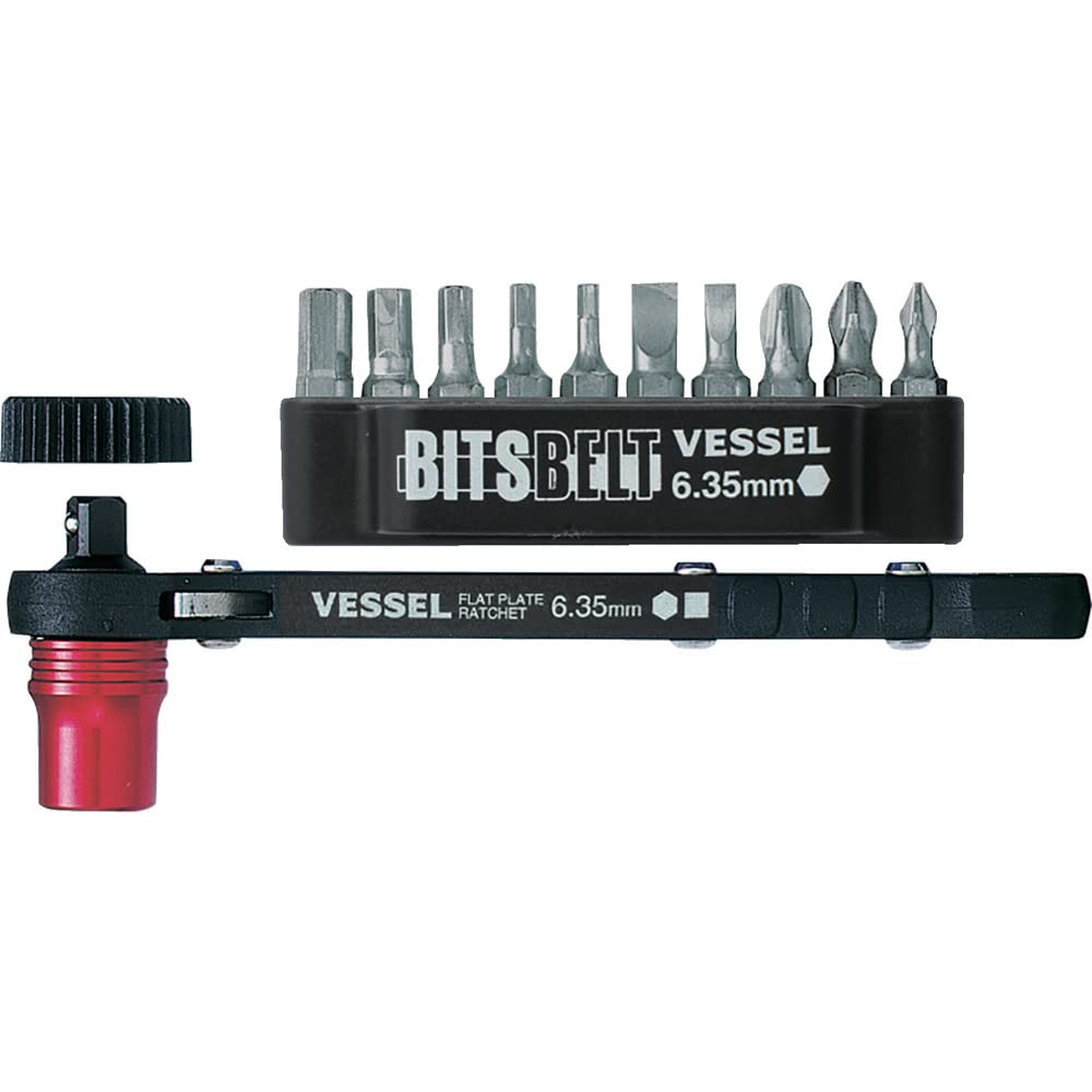 Vessel TD-73MC Plate Ratchet Screwdriver Set (Includes 1 Screw Catch, Positive, Negative, 10 Hex Bits)