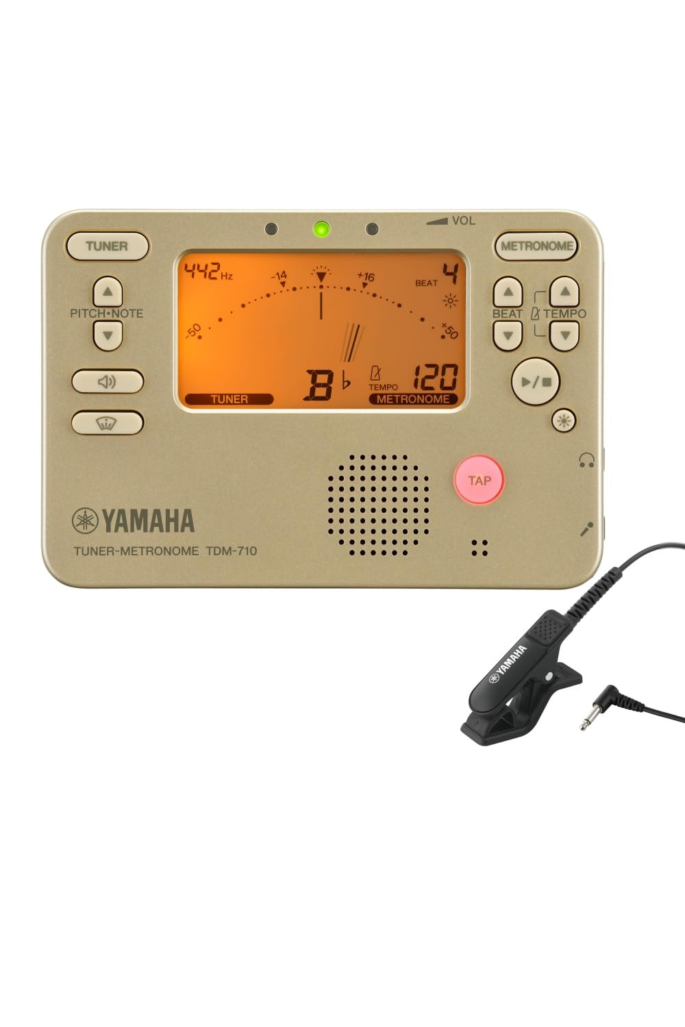 Yamaha TDM-710GL, Tuner Metronome Gold, TDM-710GL Tuner Microphone, Black TM-40BK Set, TDM-710GLM, Equipped with Dual Functions That Can Use Tuner and Metronome at the Same Time