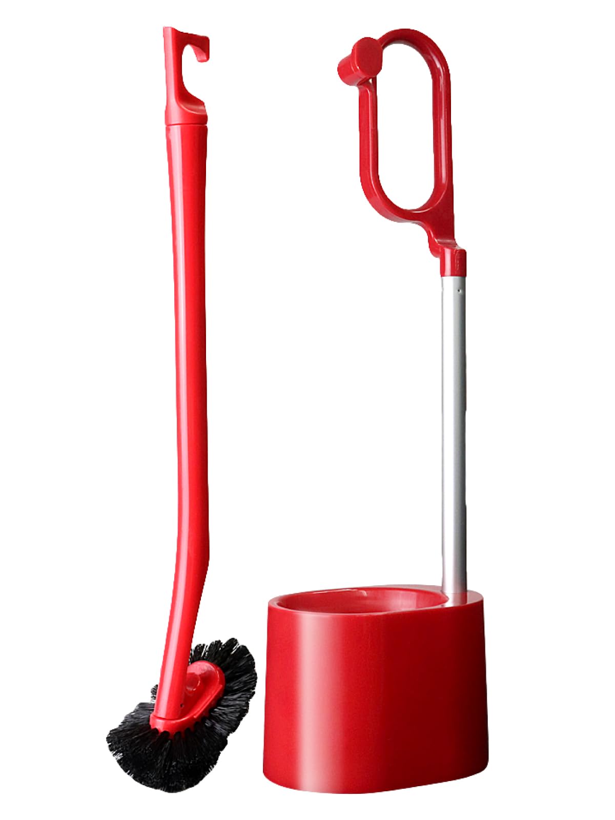 Nippon Clintec Ka: z Clean Toilet Brush & Stand R, Red, Width 3.7 inches (9.5 cm), Total Length 18.1 inches (46 cm), Case with Handle, Reaches The Back of The Border, Easy to Clean Drain