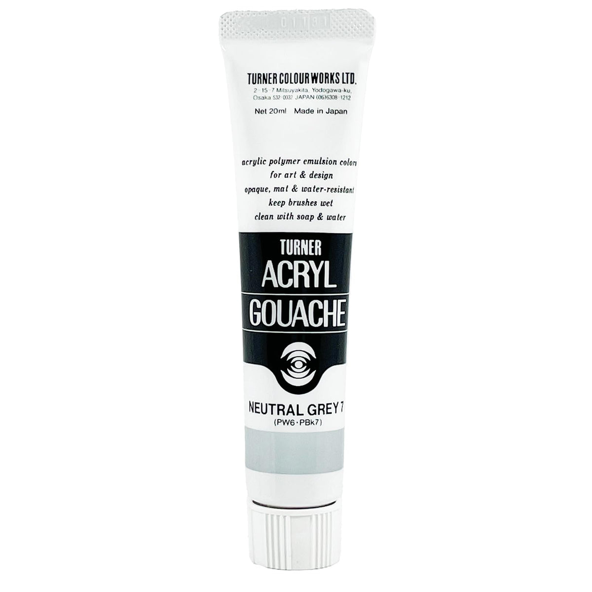 Turner Colour Works Acryl Gouache Artist Acrylic Paint - Single 20 ml Tube - Neutral Grey No.7