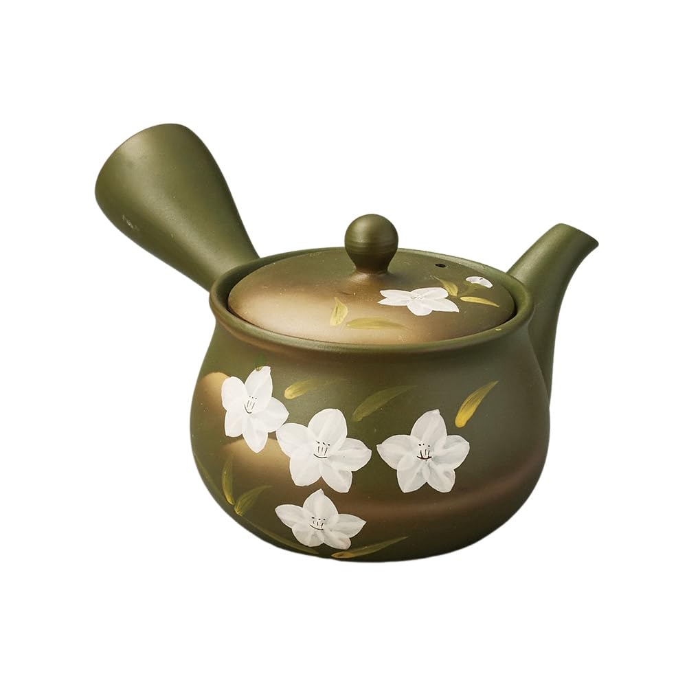 Ale-net Teapot Pot, 6.5 x 5.5 x 3.7 inches (16.5 x 14 x 9.5 cm), 13.8 fl oz (380 cc), Green Mud Bellflower Teapot (Refreshing), Ceramic (Earth), Tokoname Ware, Made in Japan, Fashionable