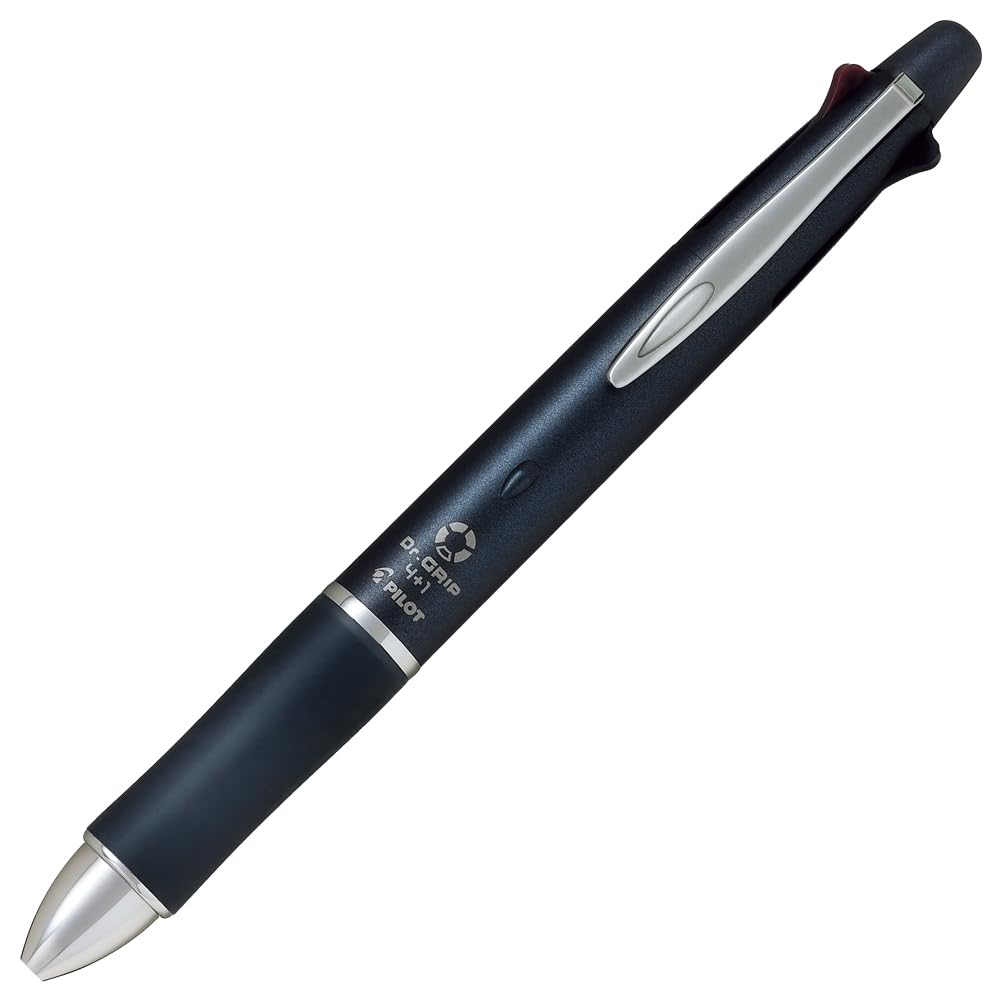 Dr. Grip 4+1 Oil-Based Ballpoint Pen, 0.5mm Extra Fine Point + Sharp 0.5mm New Color (Ash Metal Navy)