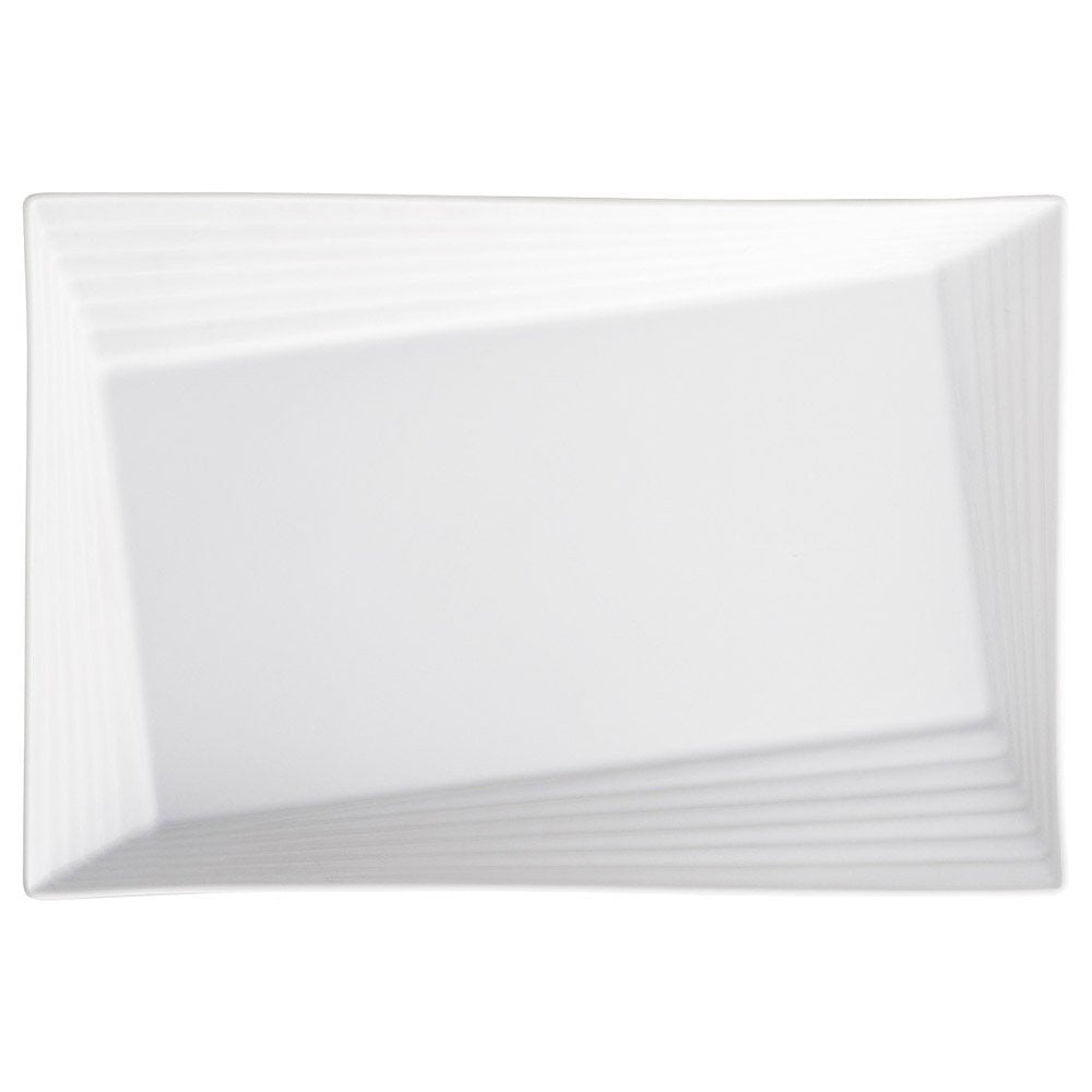 Scena White 13.6 inches (34.5 cm) Rim Line Square Platter [13.6 x 9.1 x 0.9 inches (34.5 x 23 x 2.3 cm), 3.7 oz (1052 g), Modern Contrast, Restaurant, Ryokan, Japanese Tableware, Stylish, Tableware, Commercial Use