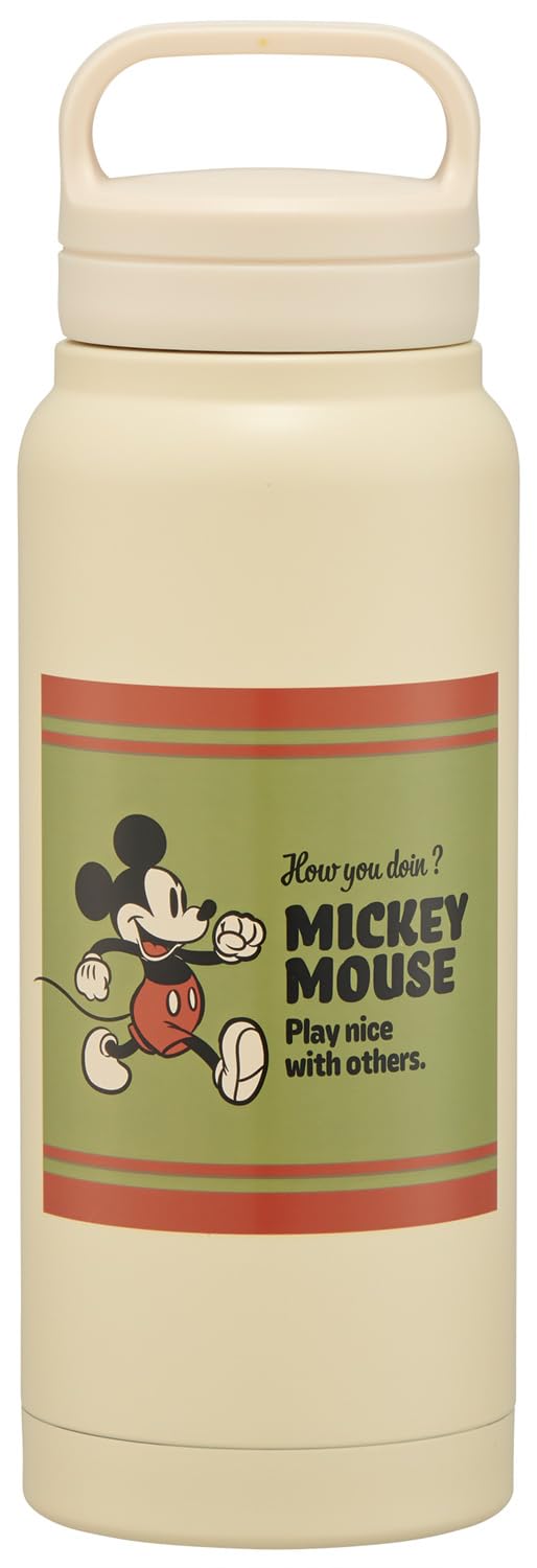 Skater STSC5-A Disney Mickey Mouse Insulated Stainless Steel Mug Bottle, 16.9 fl oz (500 ml), Screw Handle Included