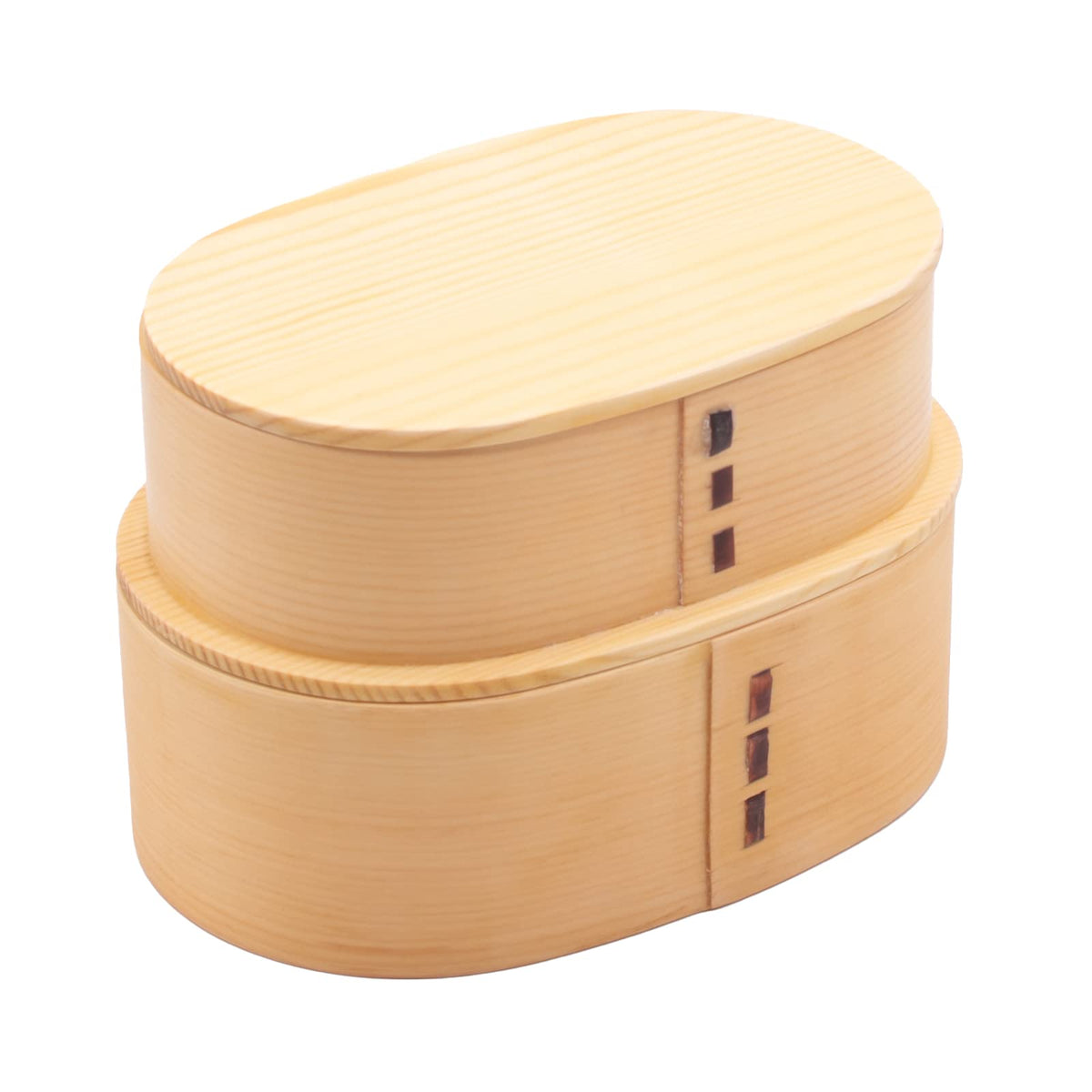 Bentowappa A-58-272199 Wooden Lunch Box, Approx. 5.9 x 3.9 inches (15 x 10 cm), 2-Tier Lunch Box, Natural