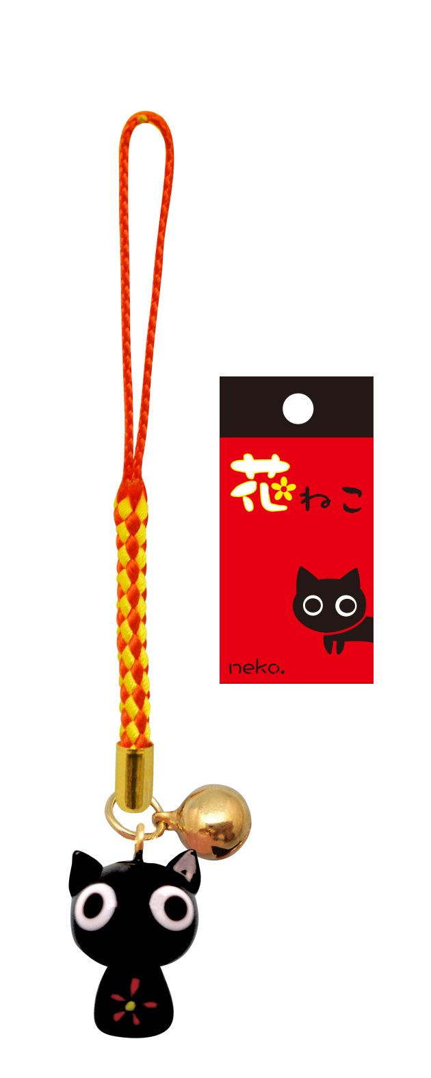 キャッスルエンタープライズ(Castle Enterprise) Four Cart Cute Netsuke Strap Handmade Glasswork Black Cat
