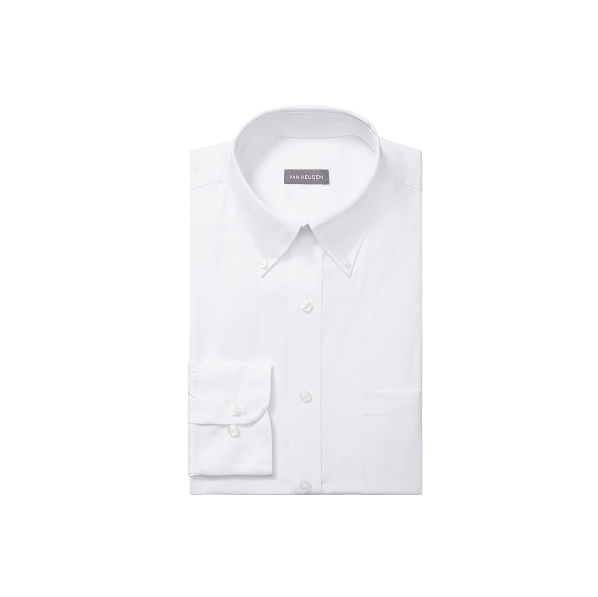 Van Heusen Men's Pinpoint Solid Shirt, White, 18" Neck 32"-33" Sleeve
