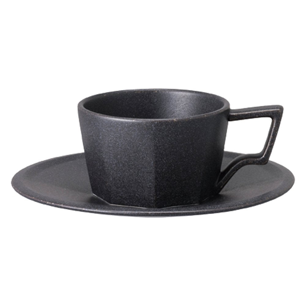 KINTO 28893 OCT Cup & Saucer, 2.8 fl oz (80 ml), Black, Microwave and Dishwasher Safe