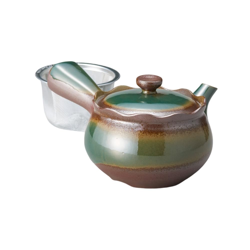 Ale-net Teapot, 10.8 fl oz (320 cc), Oribe Flower 1.8 Quart Teapot (with Tea Strainer), Porcelain, Made in Japan