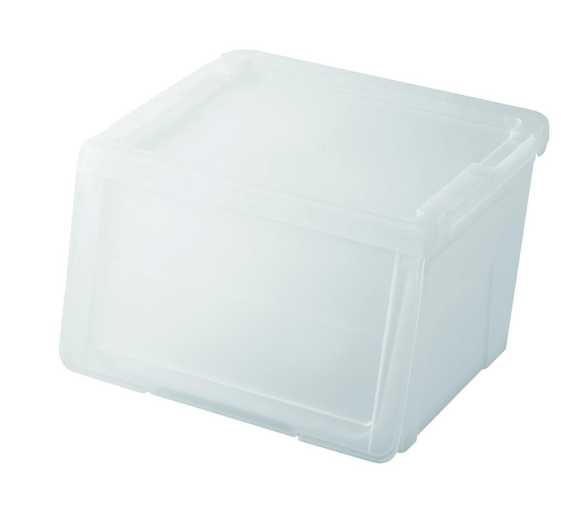 Tenma Storage Box with Flap Door, Width 17.7 x Depth 16.5 x Height 12.2 inches (45 x 42 x 31 cm), PRX Kabako, Medium, Clear
