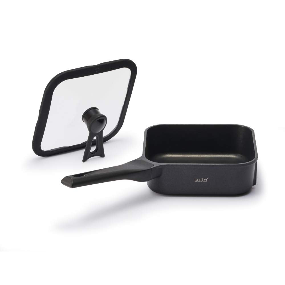 Sutto Square Frying Pan, 7.1 x 2.4 inches (18 x 6 cm), Black, Deep Type, Doshisha