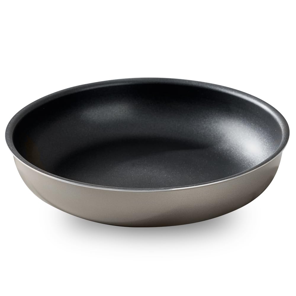 Iris Ohyama IPDCI-T28F Frying Pan, Diamond Coated Pan, 11.0 inches (28 cm), Compatible with IH/Gas Fires, Lightweight, Removable Handle, Metallic Gray, Handle Sold Separately