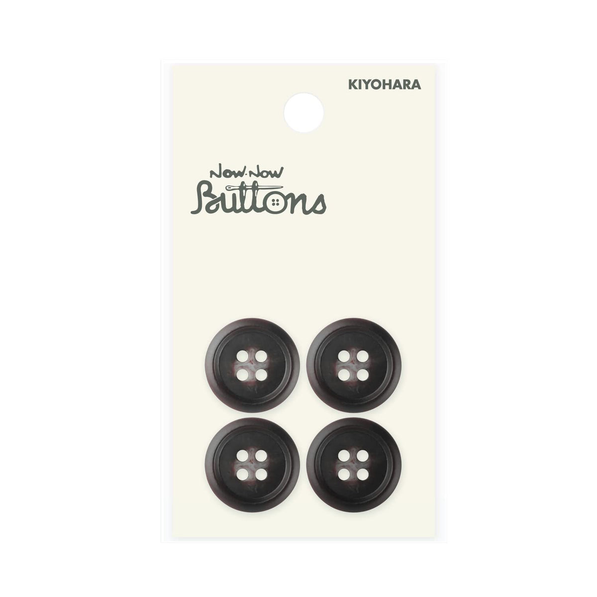KIYOHARA NWN2489 Now Now Button Buffalo Style Buttons, 4 Holes, Diameter 0.7 inches (18 mm), Brown