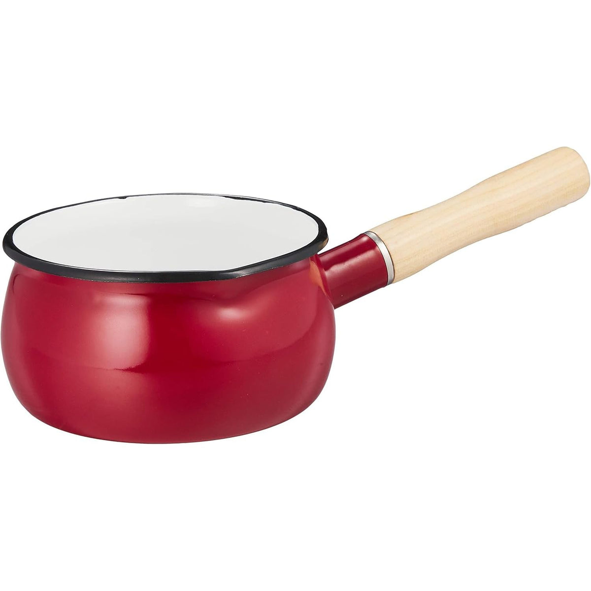 Wahei Freiz RA-9787 Enameled Milk Pan, 5.9 inches (15 cm), Red, Induction Compatible, Rubani