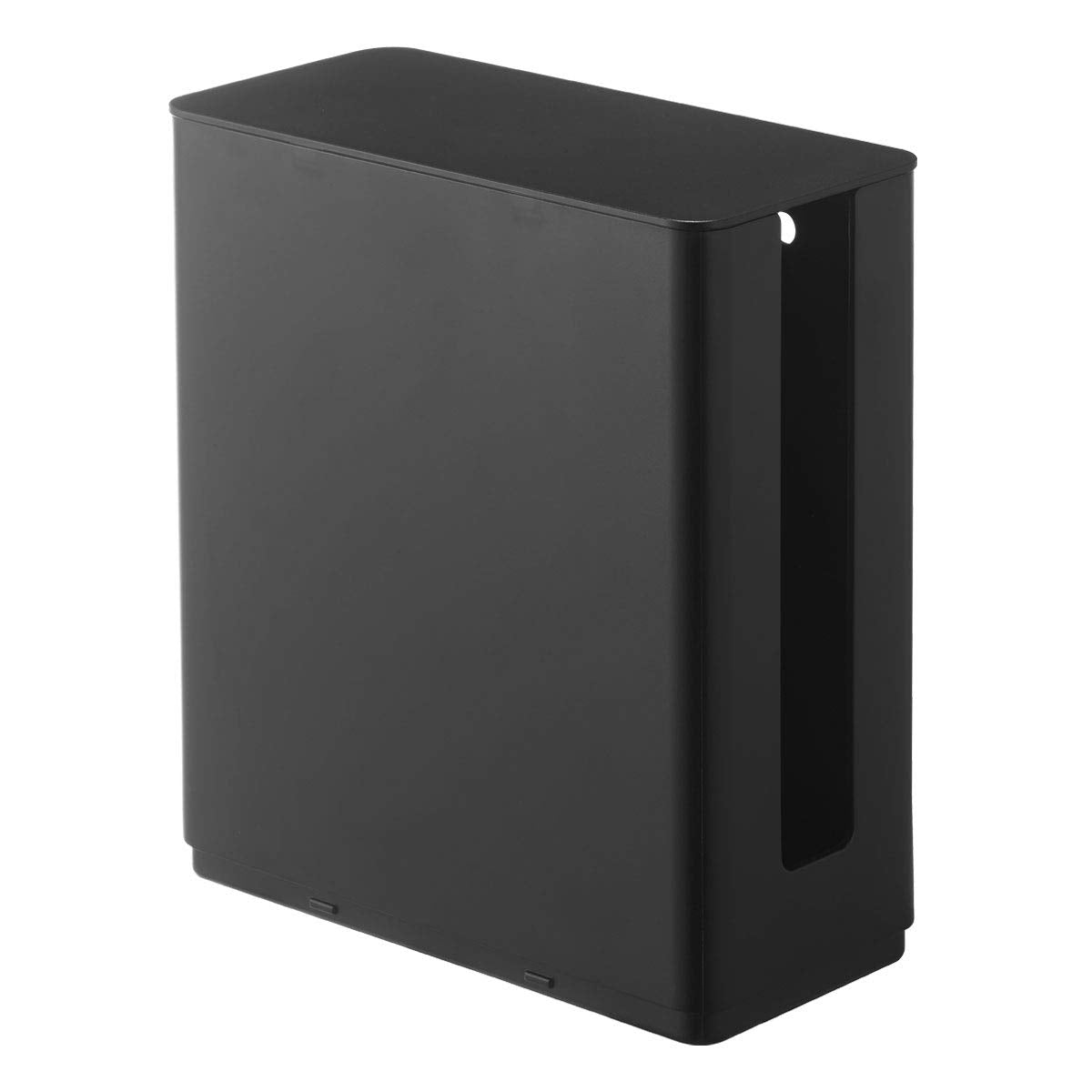 Yamazaki Industries 4914 Stackable Slim Router Storage Case with Lid, Black, Approx. W 3.8 x D 8.0 x H 8.7 inches (9.7 x 20.2 x 22.2 cm), Smart TV Back Storage, Stackable
