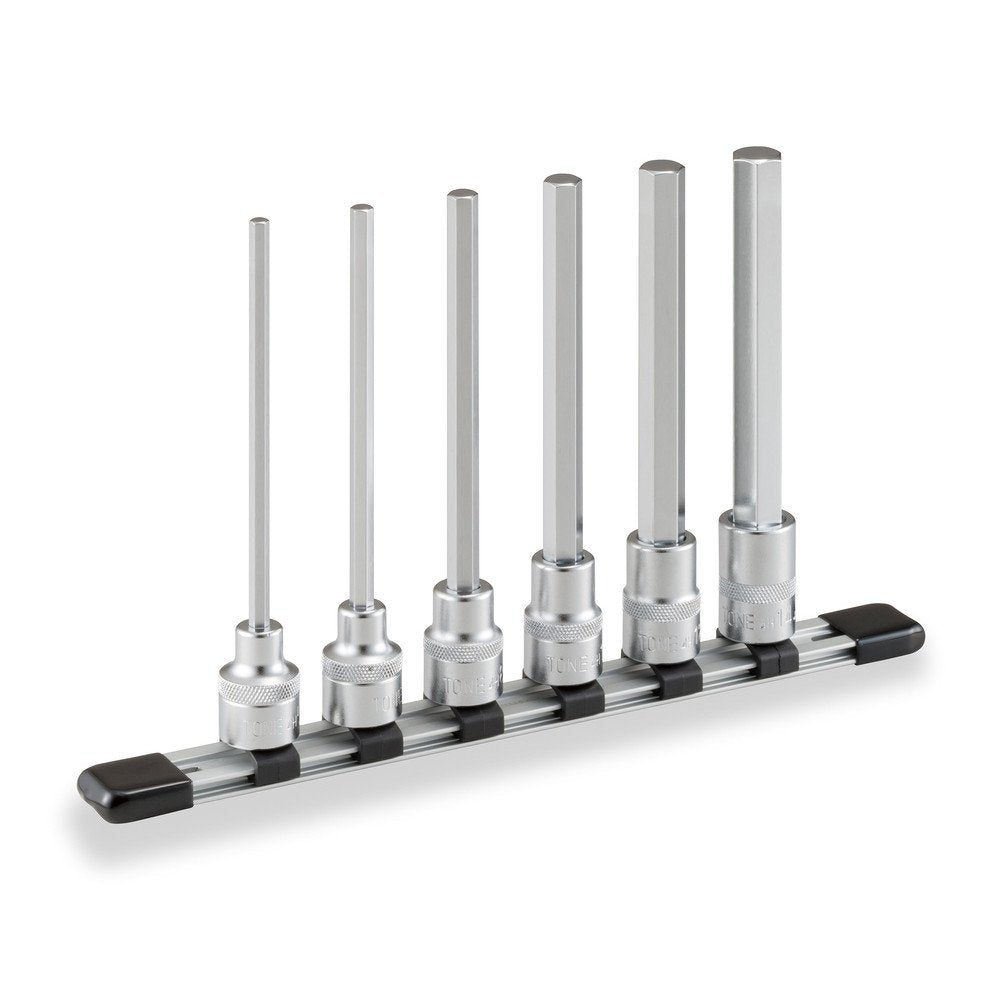TONE 1/2" Drive 150mm Long 6 Piece Metric Hex Socket Set w/Holder
