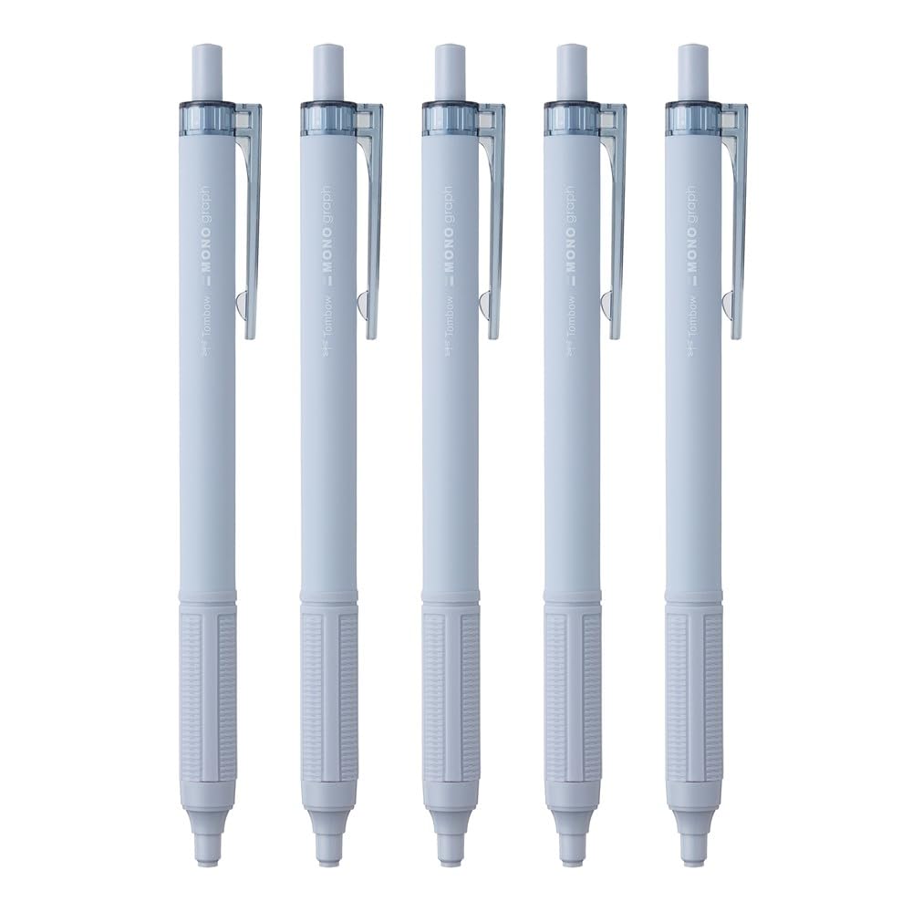 Tombow Permanent Ballpoint Pens, Monograph Light, 0.5mm, Black Ink, Smoky Blue Axis, Pack of 5, BC-MGLE45-5P