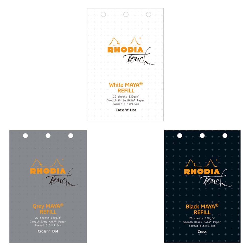 Rhodia Mini 3-Hole Personal Organizer Refill, Vellum Graph 5 x 5, Light Blue Rule, Light Pink Rule, Purple Rule, Standard 3.7 x 2.6 inches (9.5 x 6.5 cm) (Bible Width), 0.2 inch (5 mm) Squares, 40