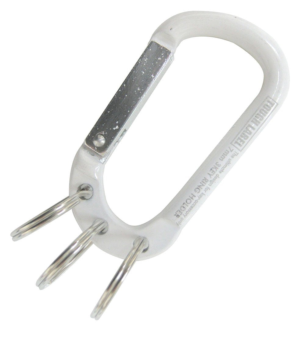 Tough Label VEX-151 Carabiner & Key Ring, 0.3 inches (7 mm), White x Silver