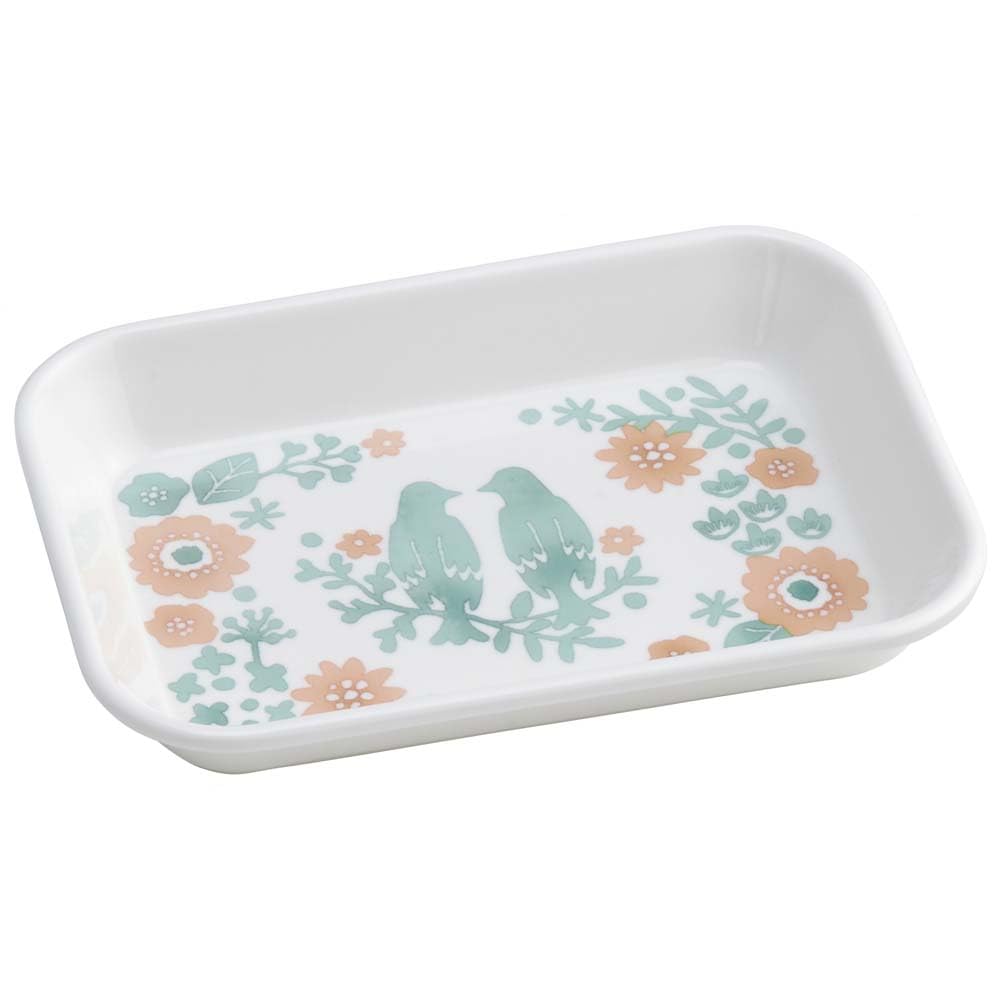 Skater MTSI4-A Small Plate, Melamine, Mini Plate, System, Tableware, M, Tray, Plate, 5.9 x 4.1 inches (15.1 x 10.6 cm), Flower and Bird