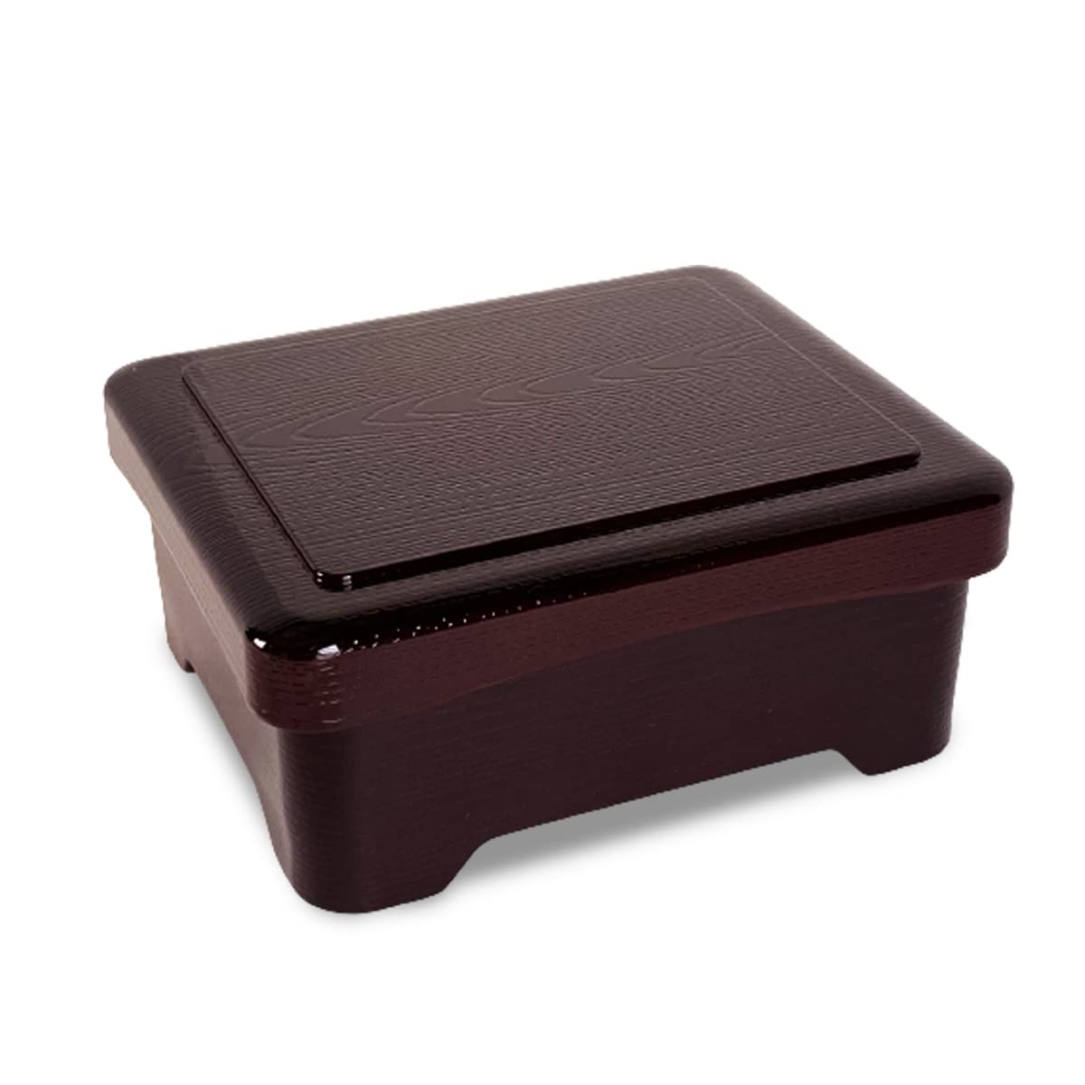 J-kitchens Eel Heavy Box, Rectangular Wood Grain Bowl, 6.6 x 5.6 x 2.8 inches, Dishwasher Safe, Heat Resistant, Rustic Japanese Style, Food Container