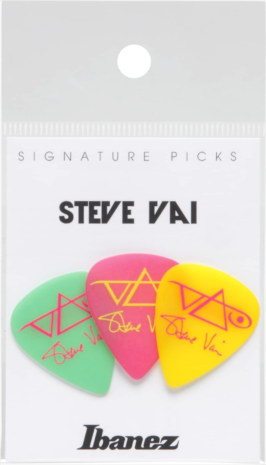 Ibanez B1000SVGPY Steve Vai Signature Picks 3 Pack, Green/Pink/Yellow