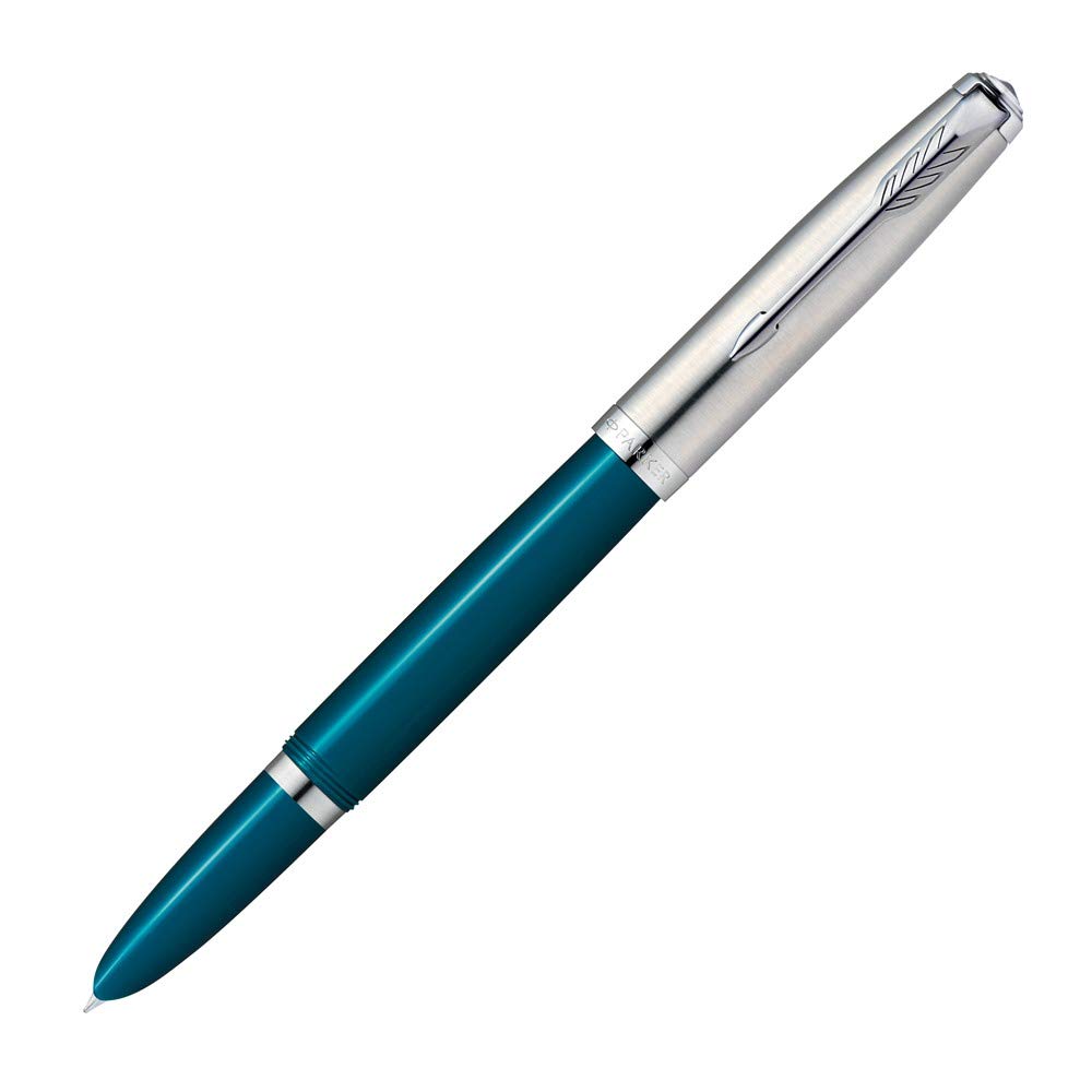 PARKER 2123509 Fountain Pen, F, Fine Point, 51 Teal Blue CT