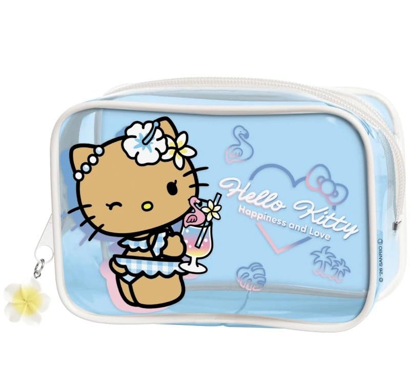 Sanrio Hello Kitty Blue Sparkle Tropical Clear Box Pencil Case