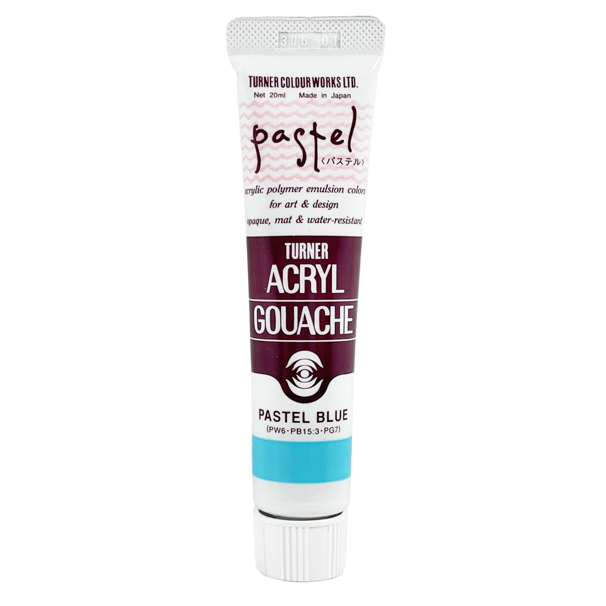 Turner Colour Works Acryl Gouache Artist Acrylic Paint - Single 20 ml Tube - Pastel Blue