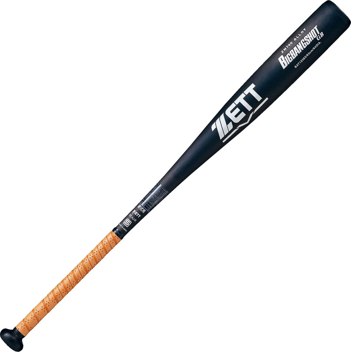 ZETT BAT12384 Hard Baseball Bat, Big Bang Shot GB, Metal (Super Duralumin (NZ740), 33.1 inches (84 cm), 31.2 oz (900 g), Black x Silver (1913), Made in Japan
