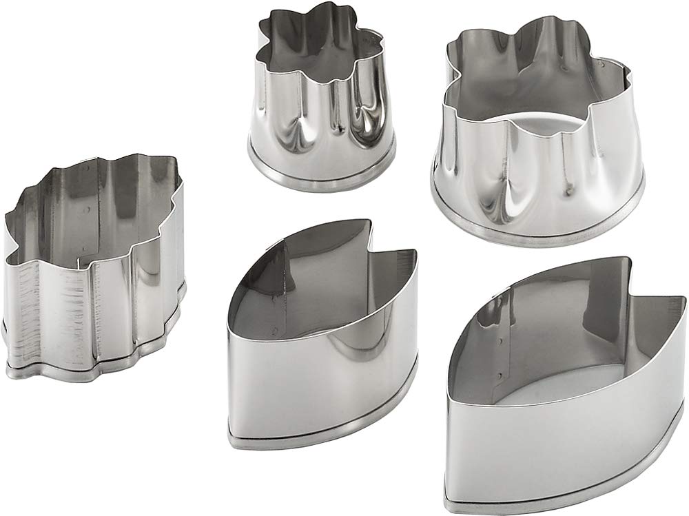 Yoshikawa YJ2790 Vegetable Cutter, Cherry Blossom Cutter, 5-Piece Set, Made in Japan, Cooking Iroha Silver